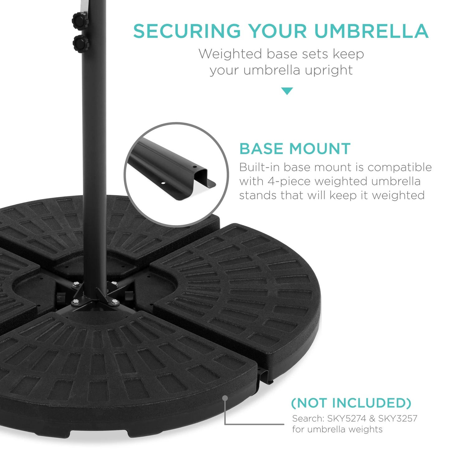 10Ft Solar LED Offset Hanging Outdoor Market Patio Umbrella W/ Adjustable Tilt - Burgundy
