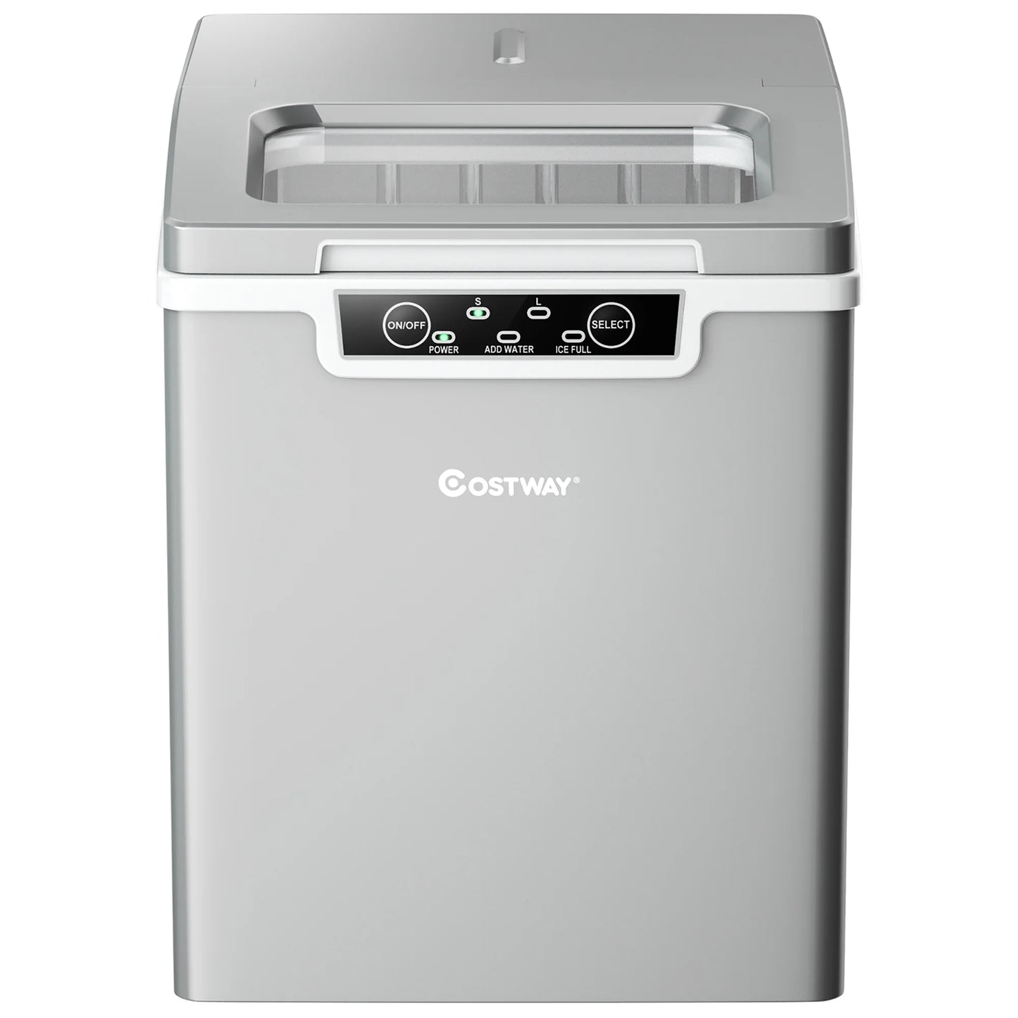 Ice Maker Machine Countertop 26Lbs/24H Portable W/Scoop & Basket Silver
