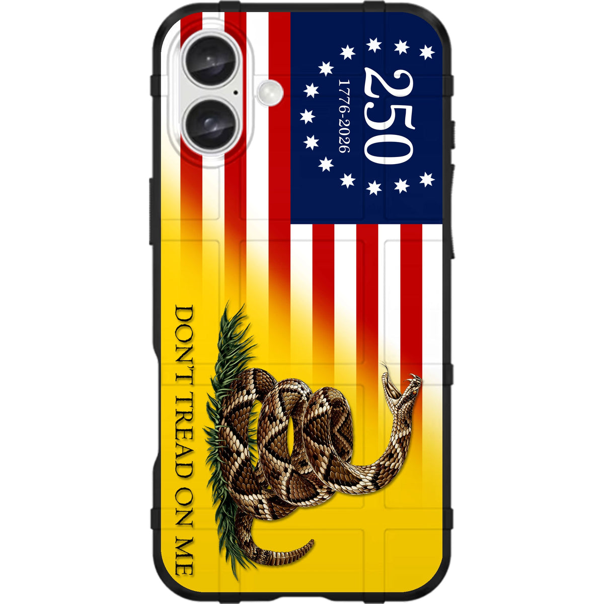 THE OFFICIAL USA 250 FLAG 1776-2026 under Gadsden Flag Don't Tread on Me Flag - United States of America's 250th Semiquincentennial Anniversary Custom Printed Android & Apple Phone Case Design