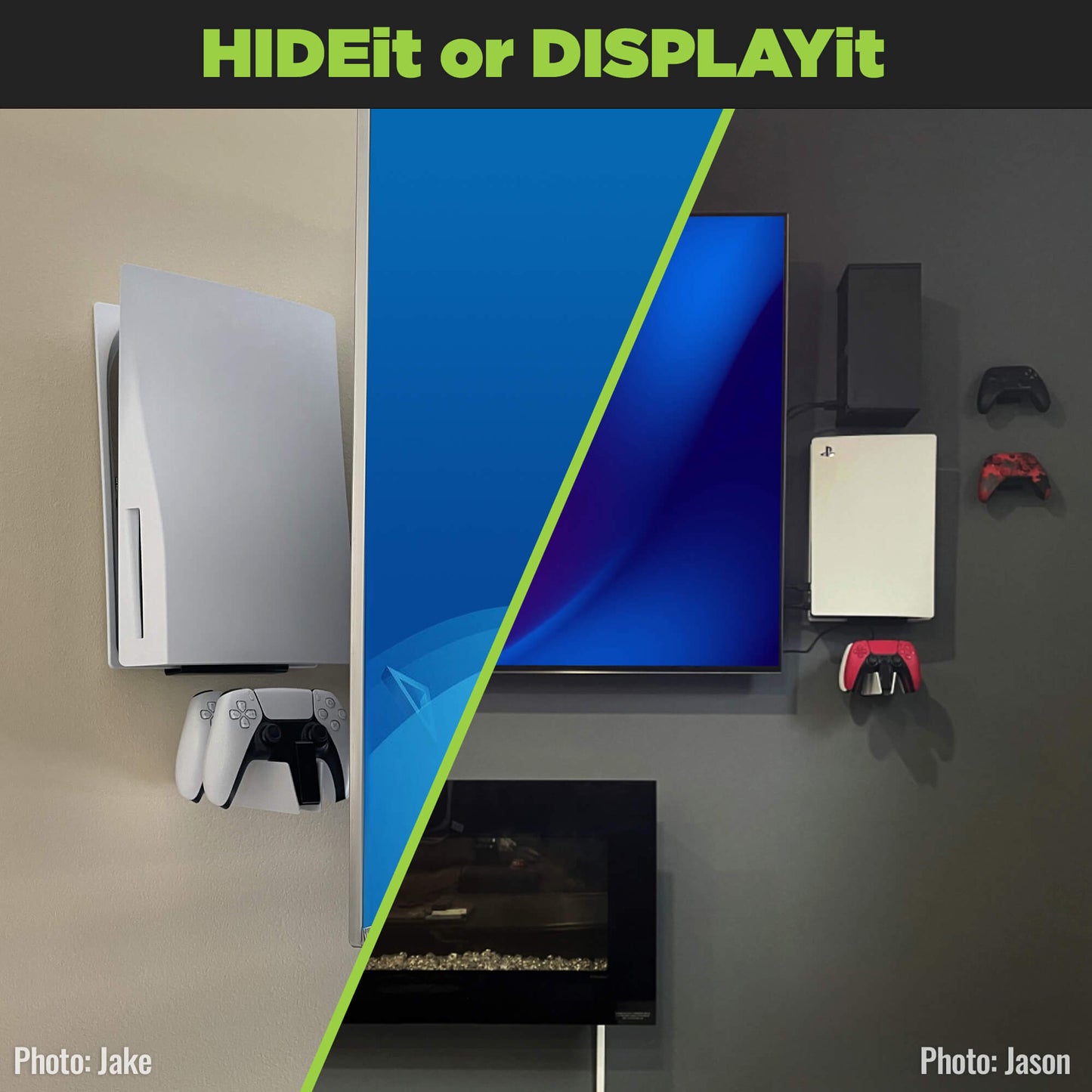 HIDEit PS5 DS | PS5 DualSense Charging Station Wall Mount