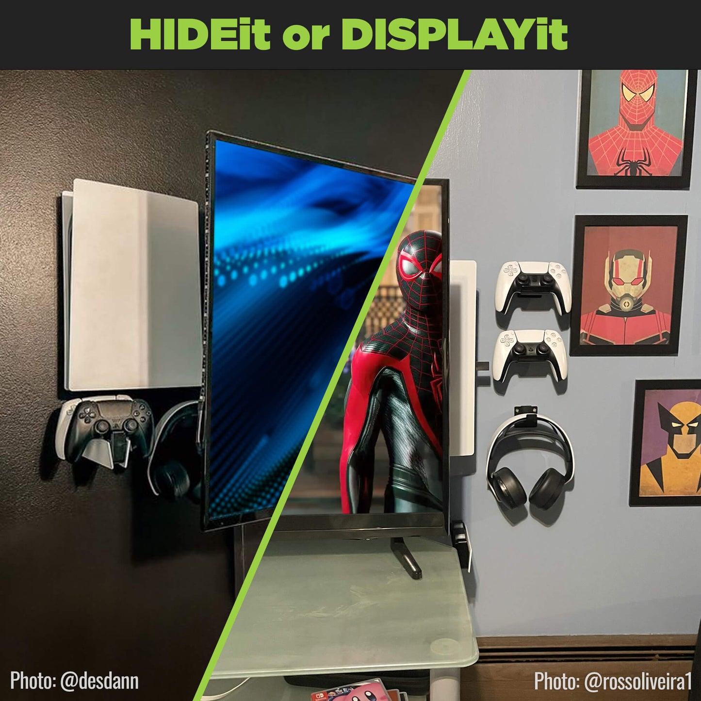 HIDEit Uni-H | Universal Headset Wall Mount