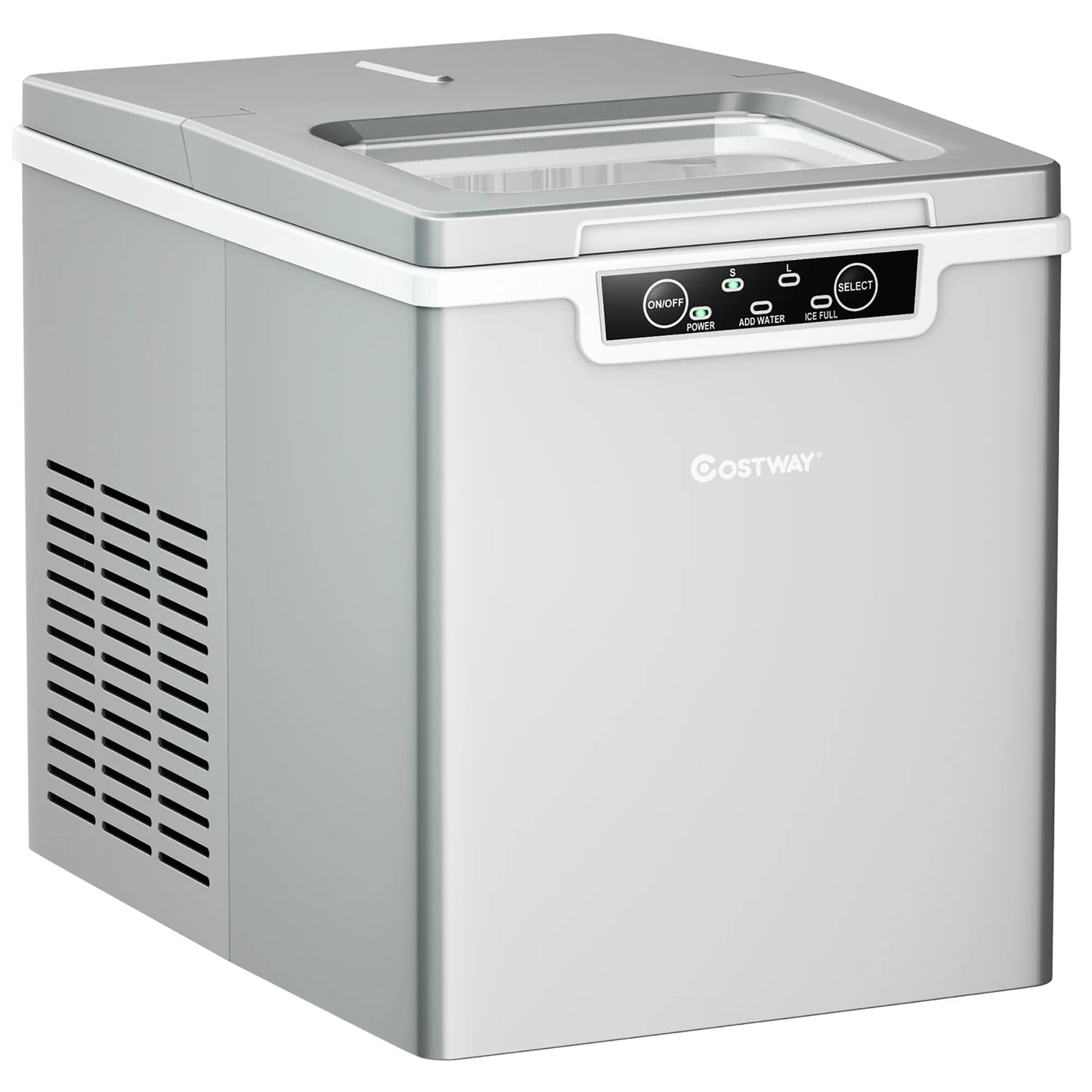 Ice Maker Machine Countertop 26Lbs/24H Portable W/Scoop & Basket Silver