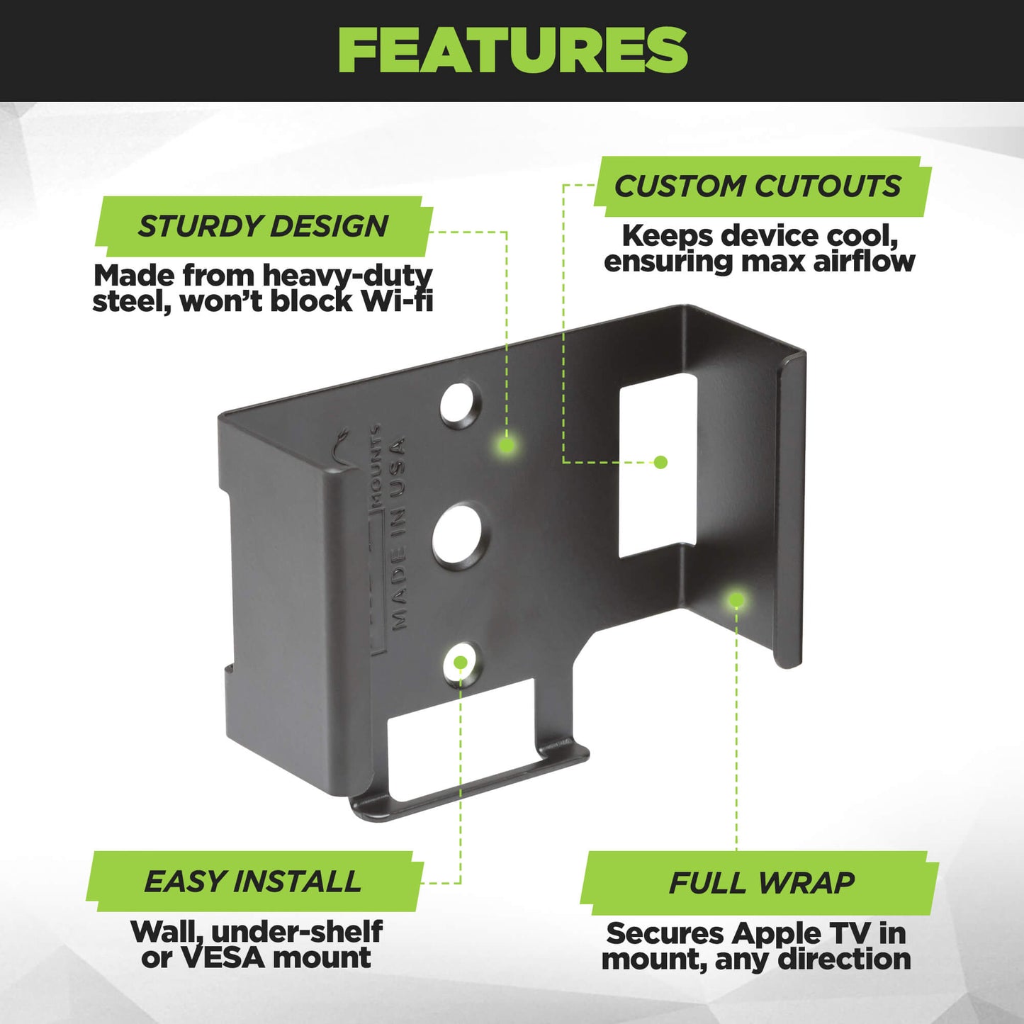 HIDEit ATV4K 3G | New (2022) Apple TV 4K 3rd Generation Wall Mount