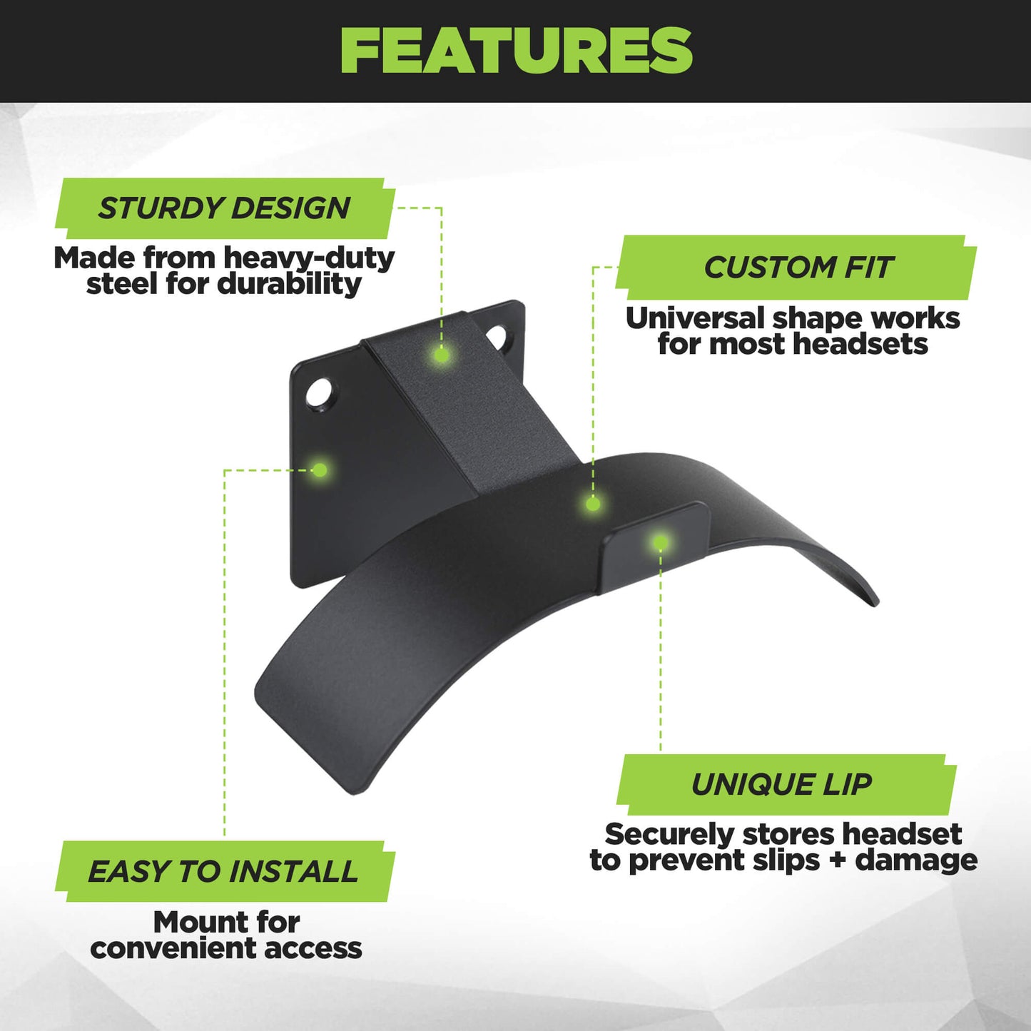 HIDEit Uni-H | Universal Headset Wall Mount
