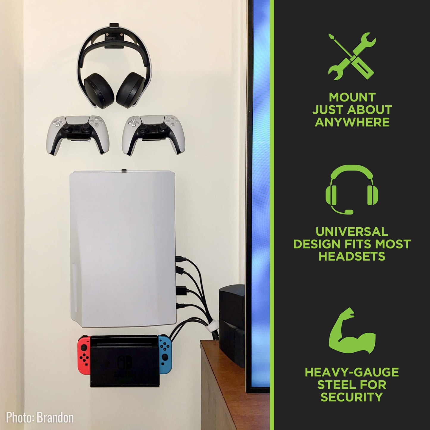 HIDEit Uni-H | Universal Headset Wall Mount