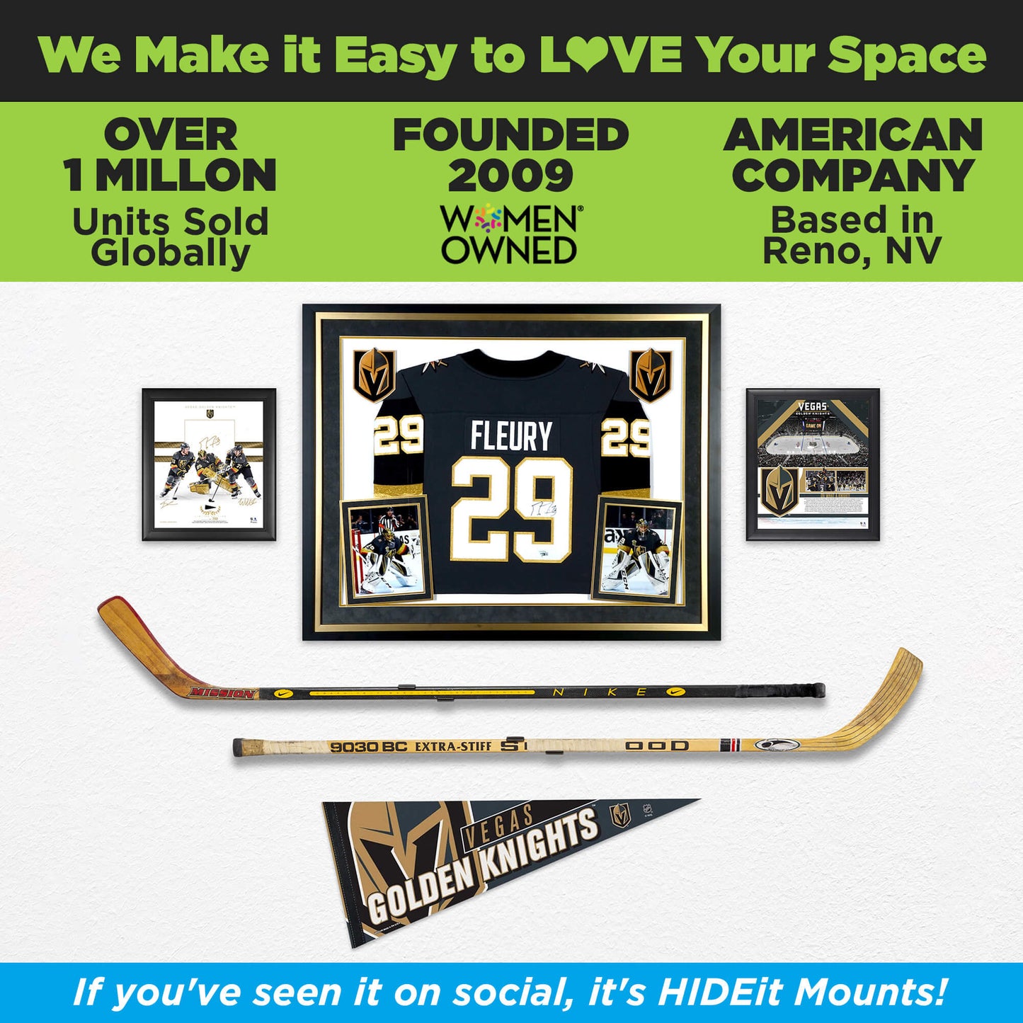 HIDEit HHockey | Horizontal Hockey Stick Mount