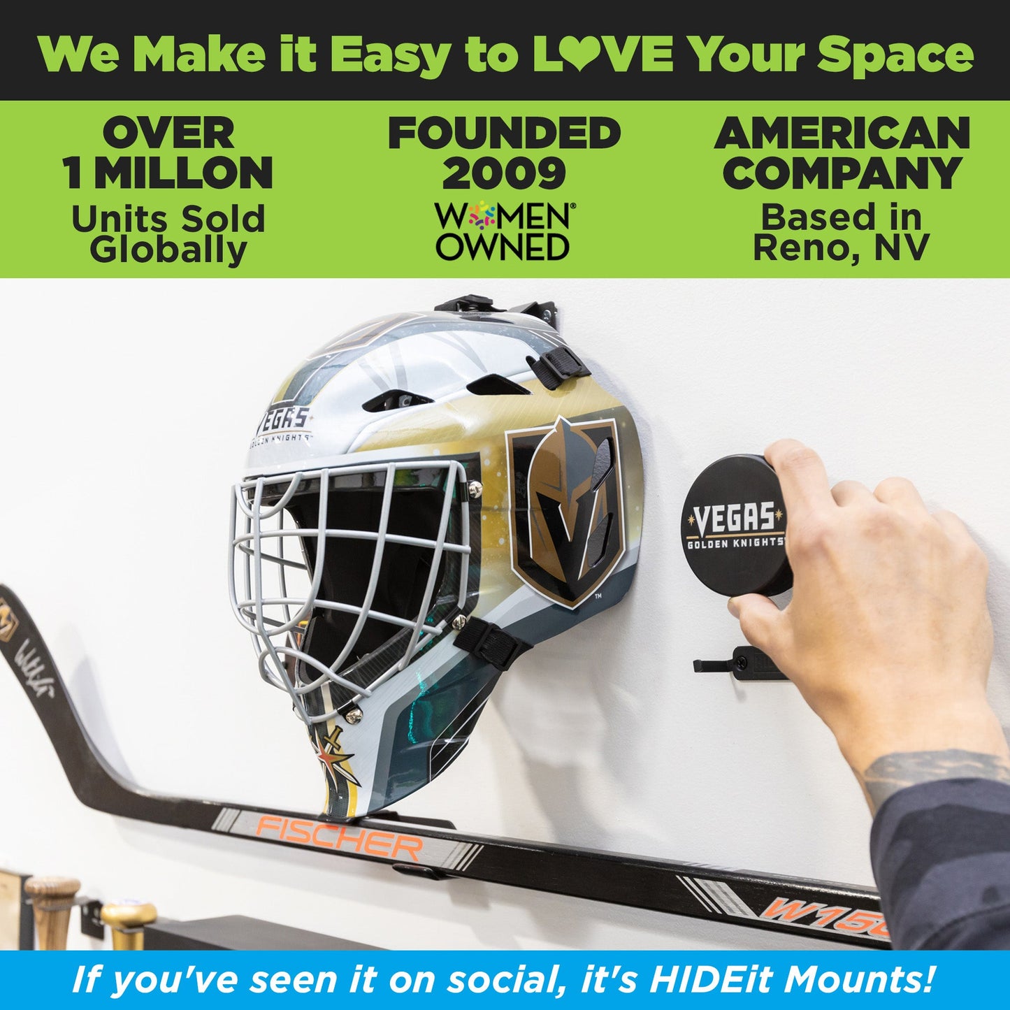 HIDEit Puck | Universal Hockey Puck Wall Mount 3-Pack