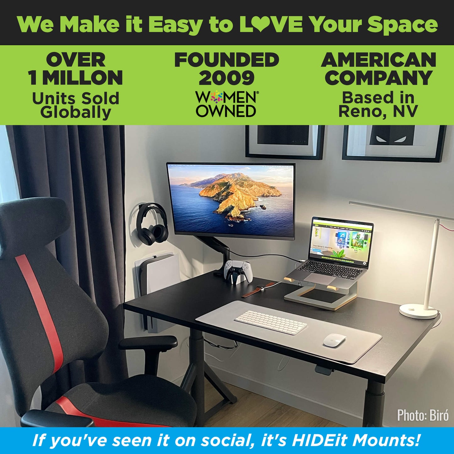 HIDEit Uni-H | Universal Headset Wall Mount