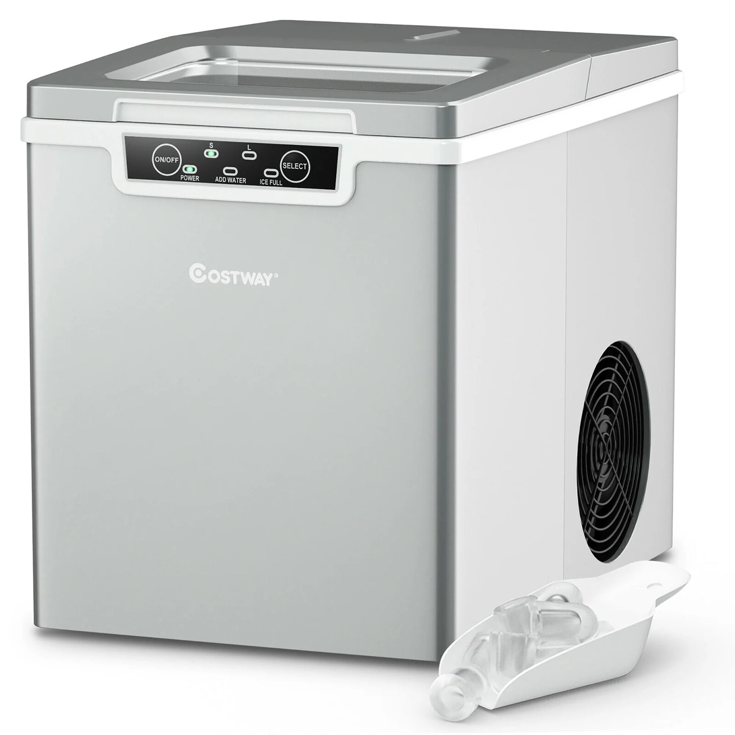 Ice Maker Machine Countertop 26Lbs/24H Portable W/Scoop & Basket Silver