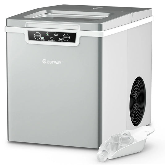 Ice Maker Machine Countertop 26Lbs/24H Portable W/Scoop & Basket Silver