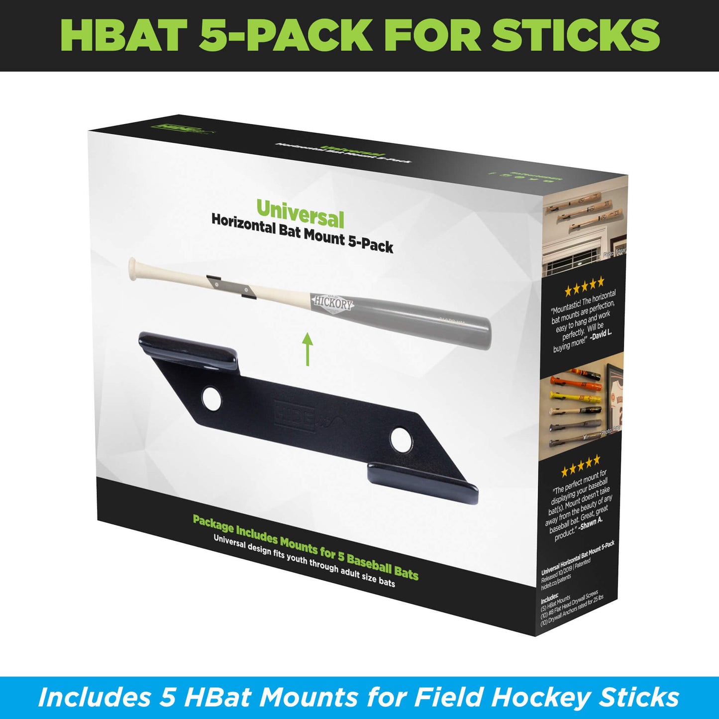 HIDEit HBat | Horizontal Field Hockey Stick Mount