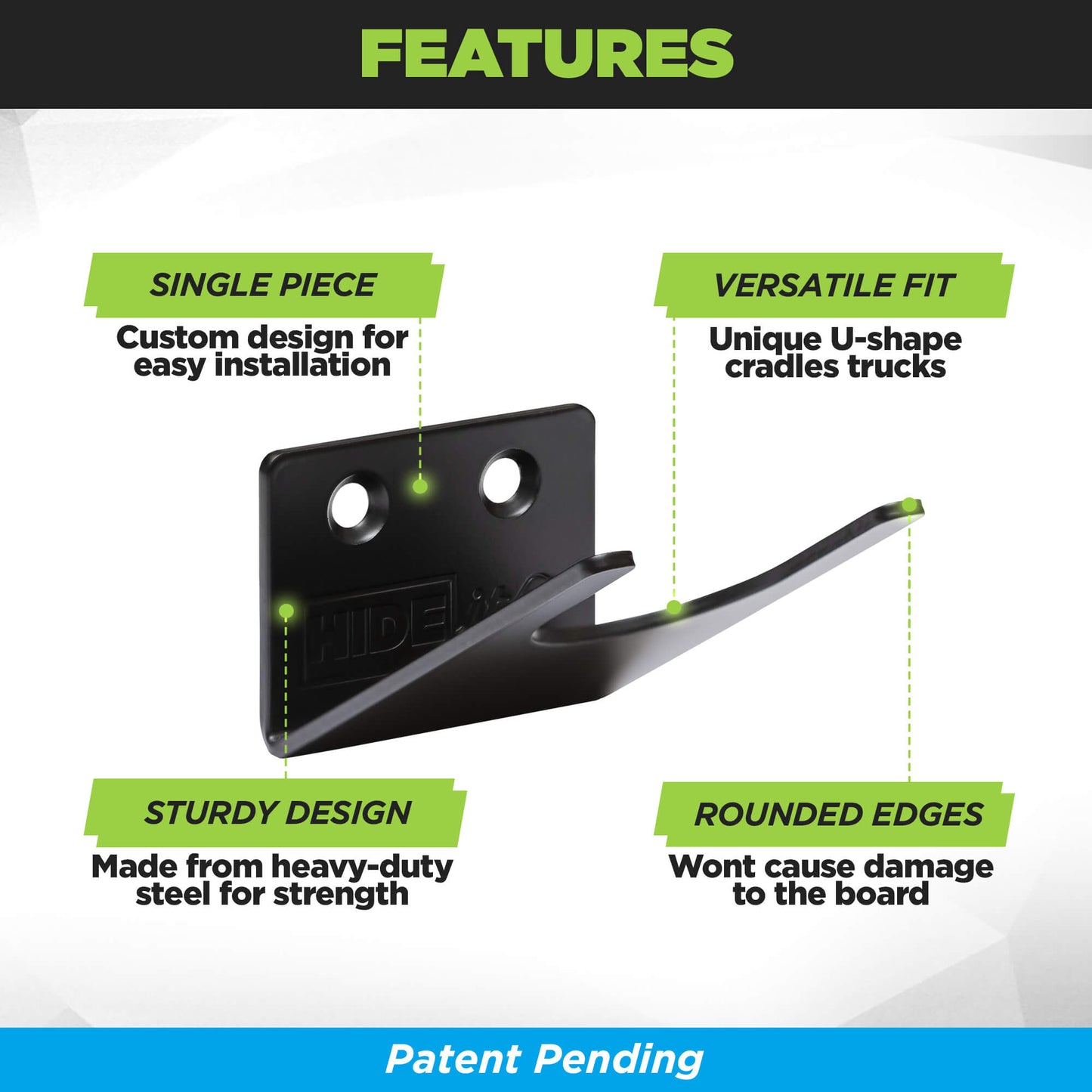 HIDEit VSkate | Vertical Skateboard Mount