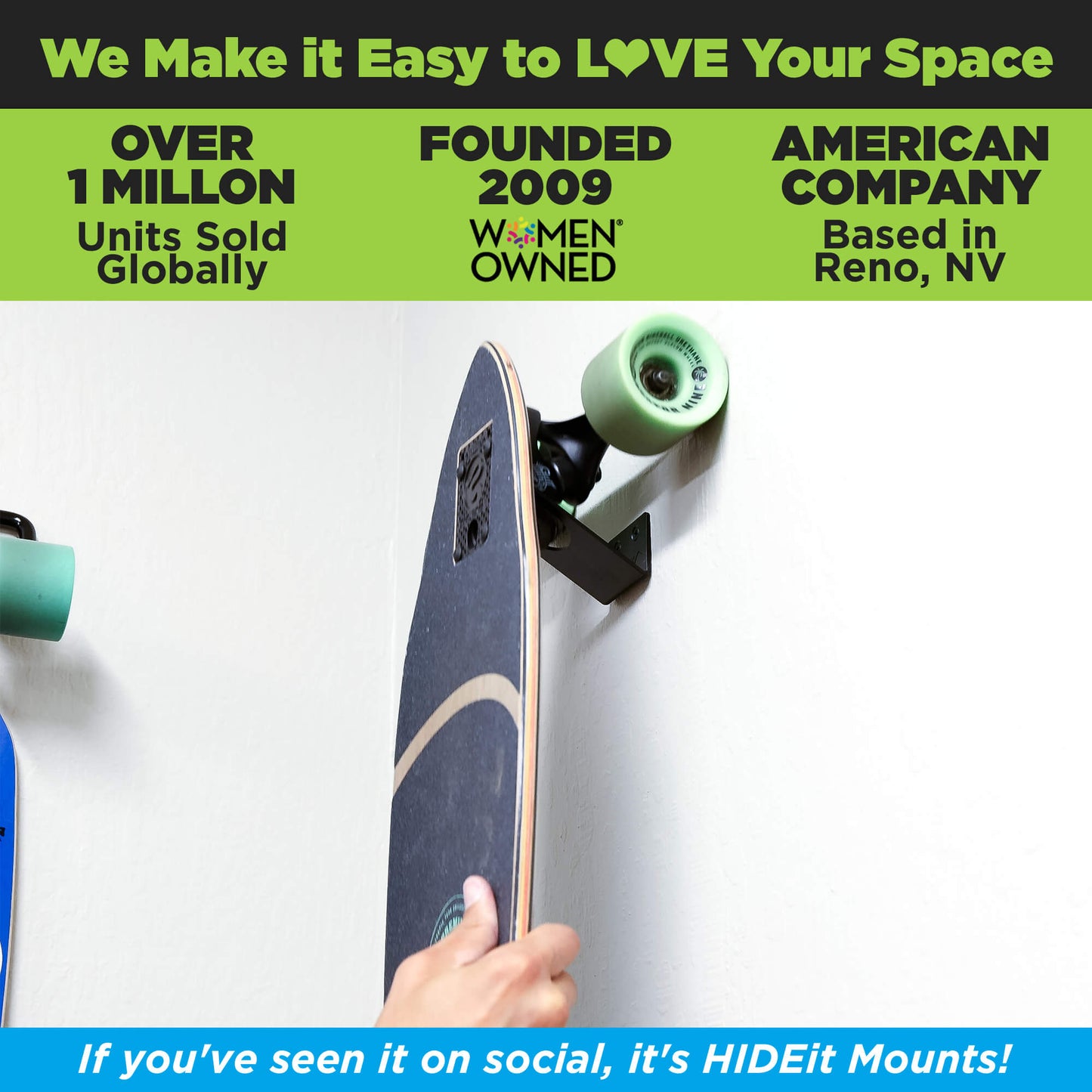 HIDEit VSkate | Vertical Skateboard Mount