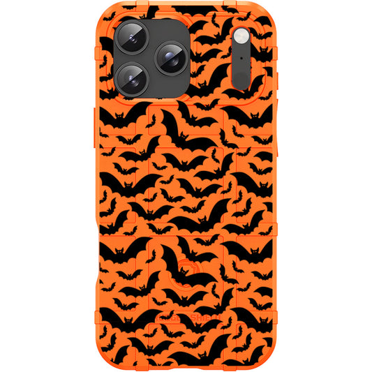 Blaze Orange Rugged Shield TPU Case with MagSafe Ring - Bats Design for Apple iPhone 17 Pro, 17 ProMax & Samsung S26 Ultra phone models