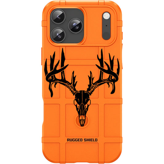 Blaze Orange Rugged Shield TPU Case with MagSafe Ring - Drop Tine Antlers Design for Apple iPhone 17 Pro, 17 ProMax & Samsung S26 Ultra phone models