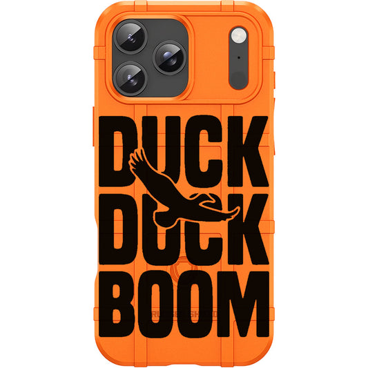 Blaze Orange Rugged Shield TPU Case with MagSafe Ring - Duck Duck Boom Design for Apple iPhone 17 Pro, 17 ProMax & Samsung S26 Ultra phone models