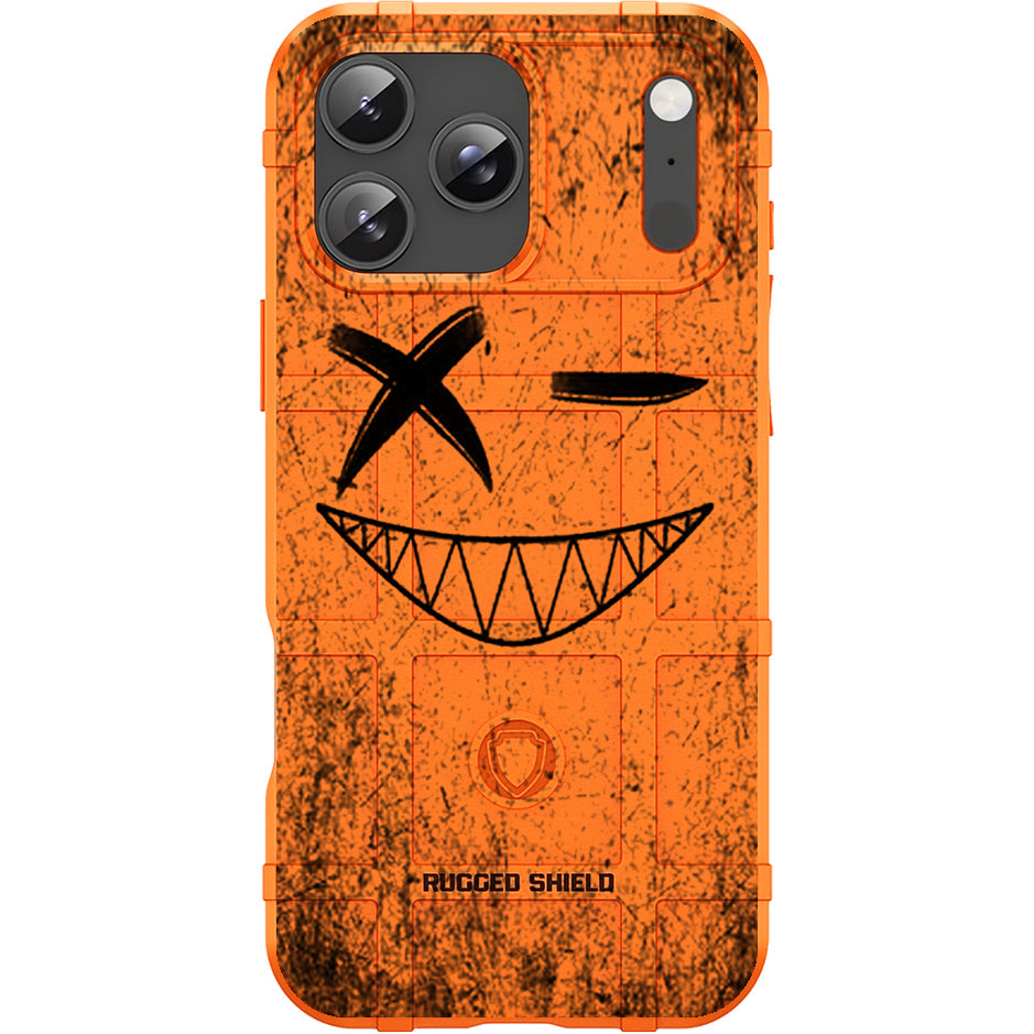 Blaze Orange Rugged Shield TPU Case with MagSafe Ring - Hunting Smile Design for Apple iPhone 17 Pro, 17 ProMax & Samsung S26 Ultra phone models
