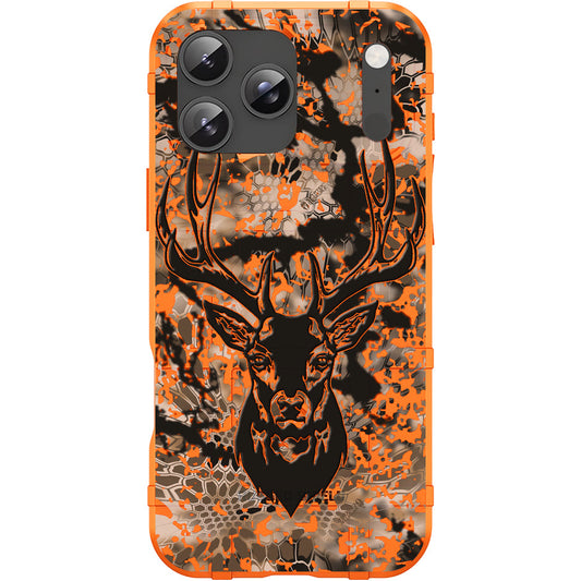 Blaze Orange Rugged Shield TPU Case with MagSafe Ring - Kryptek Deer Hunter Camo Design for Apple iPhone 17 Pro, 17 ProMax & Samsung S26 Ultra phone models