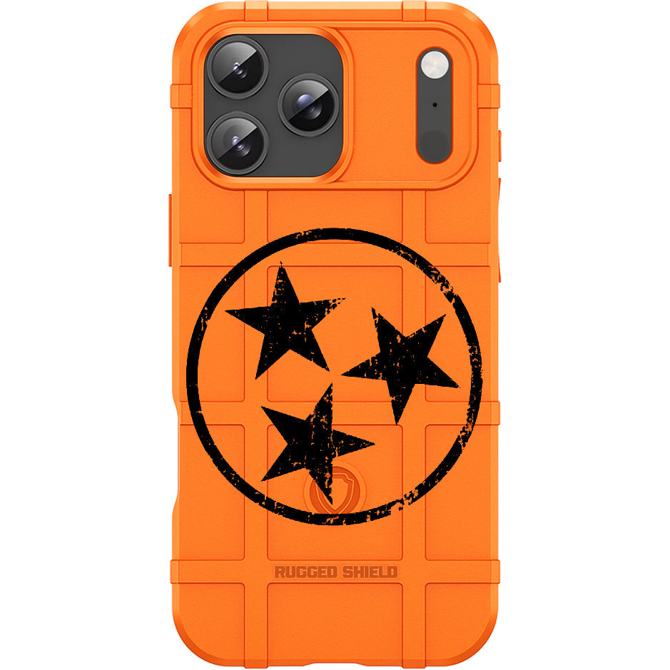 Blaze Orange Rugged Shield TPU Case with MagSafe Ring - Tennessee Stars Design for Apple iPhone 17 Pro, 17 ProMax & Samsung S26 Ultra phone models