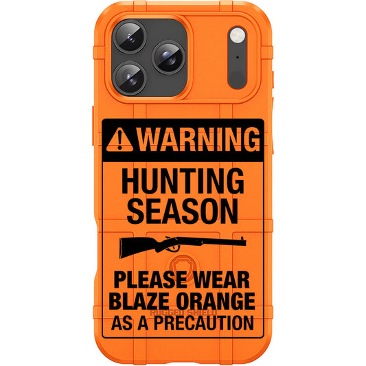 Blaze Orange Rugged Shield TPU Case with MagSafe Ring - Warning Sign Portrait Design for Apple iPhone 17 Pro, 17 ProMax & Samsung S26 Ultra phone models