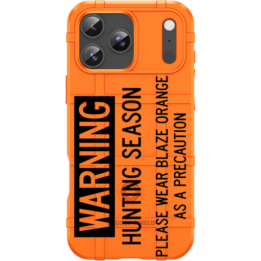 Blaze Orange Rugged Shield TPU Case with MagSafe Ring - Warning Sign Landscape Design for Apple iPhone 17 Pro, 17 ProMax & Samsung S26 Ultra phone models