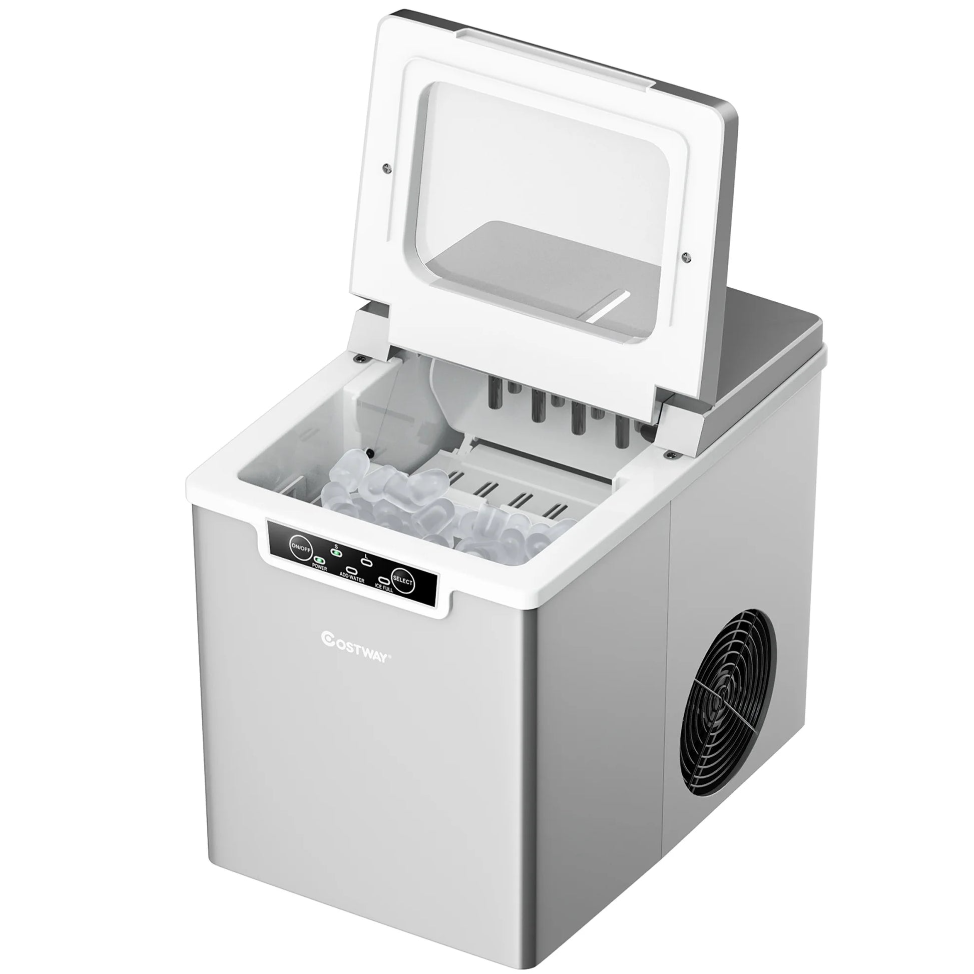 Ice Maker Machine Countertop 26Lbs/24H Portable W/Scoop & Basket Silver