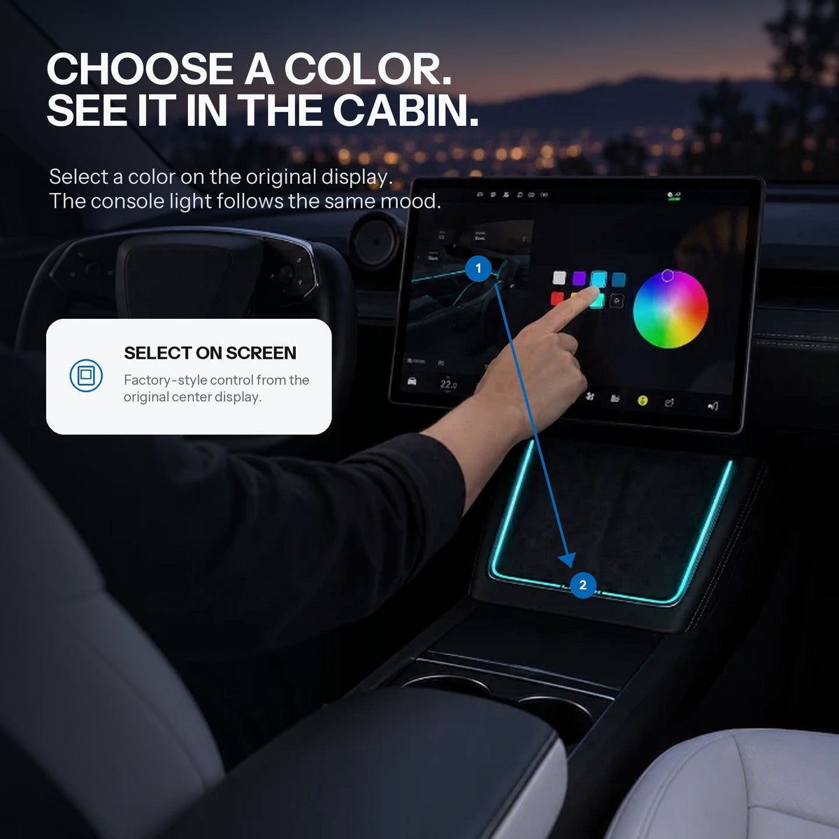 Laser-Carved Ambient Light for Model Y Juniper / YL Wireless Charging Port | TESERY