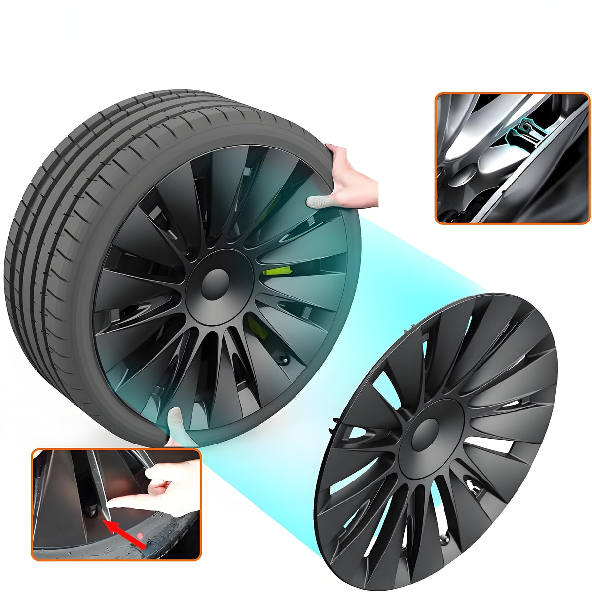 TESERY 19″ Performance Hub Caps For Model Y (4PCS)