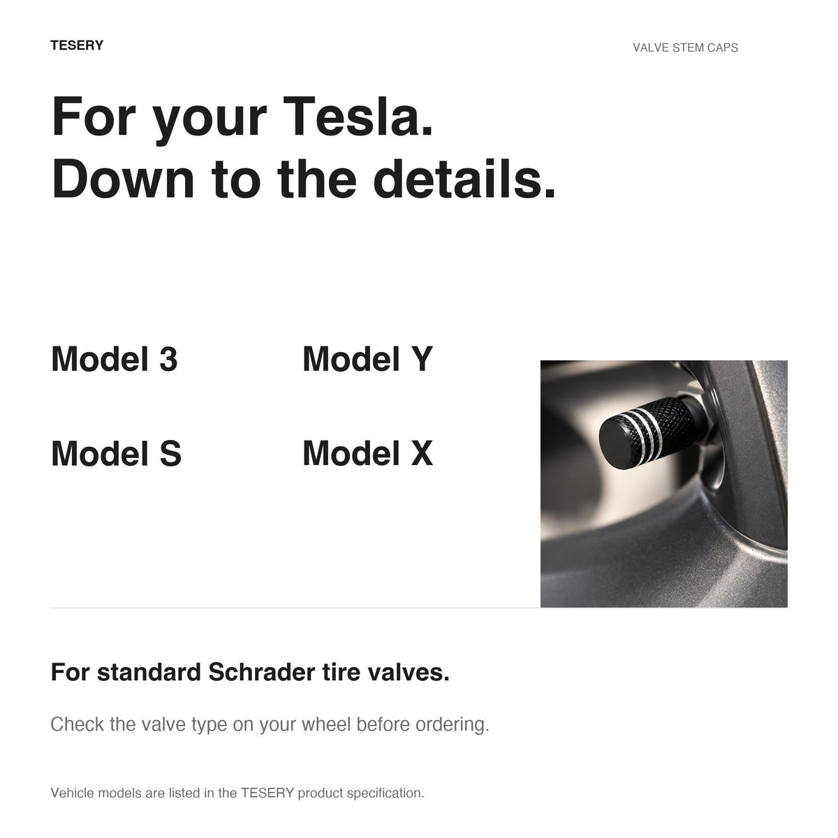 Valve Stem Caps 4 Pack Fit Suitable for Tesla 3/Y/S/X 2017-ON